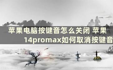 苹果电脑按键音怎么关闭 苹果14promax如何取消按键音